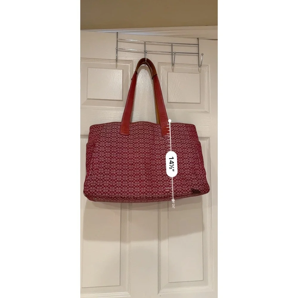 Coach Red diaper bag Leather Trim Tote